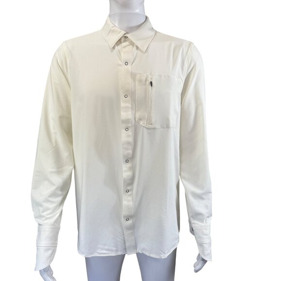Coolibar Fiera Smart Shirt Mens M White UPF 50+ Polyester Spandex UV Protection - Picture 1 of 8